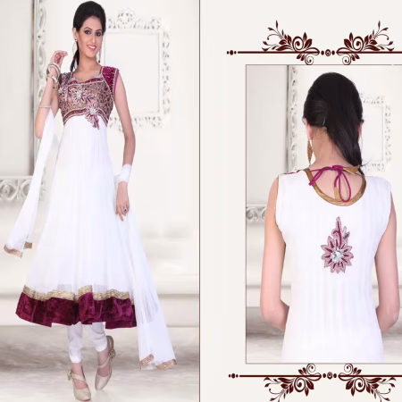 Pazaar Kaanchi Off White Embroidered Anarkali Salwar Kameez