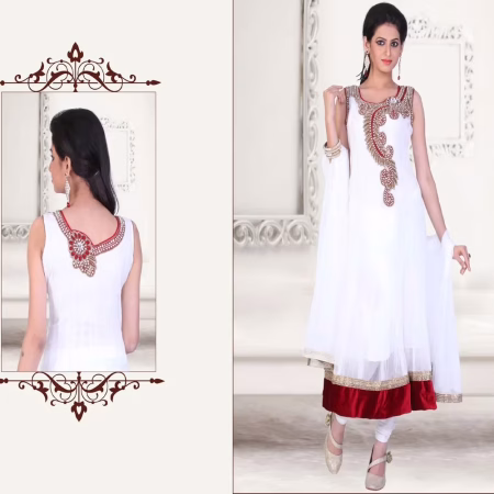 Pazaar Kaanchi Off White Embroidered Anarkali Salwar Kameez
