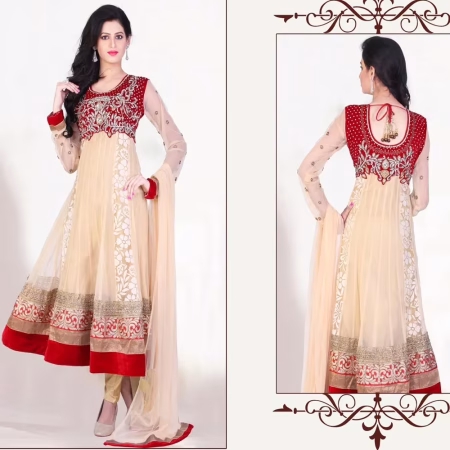 Pazaar Kaanchi Papaya-Whip Yellow Embroidered Anarkali Salwar Kameez