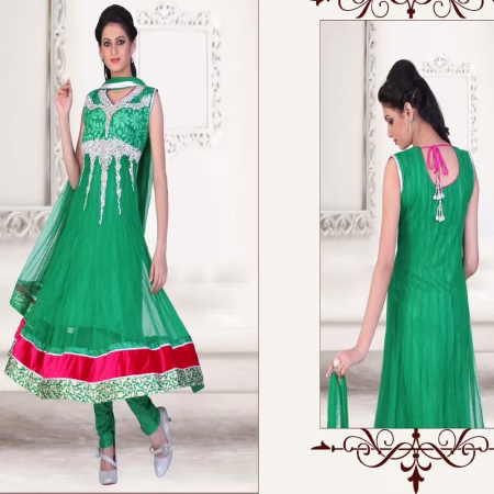 Pazaar Kaanchi Jungle Green Embroidered Anarkali Salwar Kameez