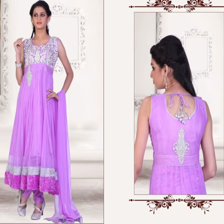 Pazaar Kaanchi Mauve Violet Embroidered Anarkali Salwar Kameez