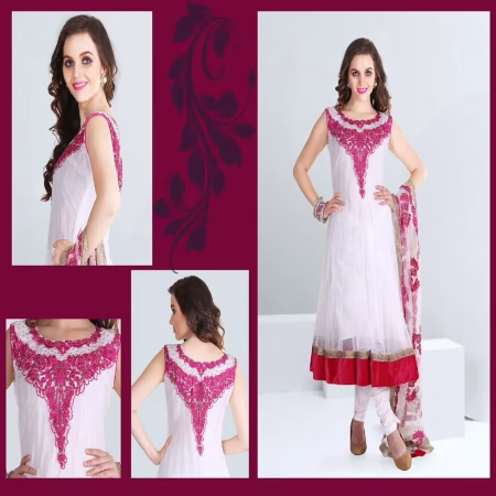 Pazaar Off-white Embroidered Anarkali Afreen Salwar Kameez