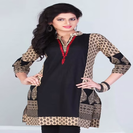 Pazaar Tulip Black Printed Party kurti