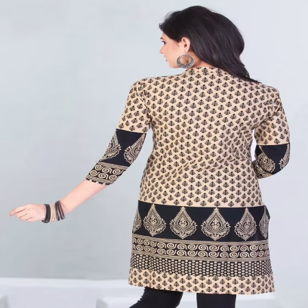 Pazaar Tulip Black Printed Party kurti