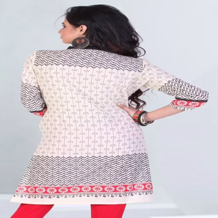 Pazaar Tulip Cream Yellow Printed Party kurti