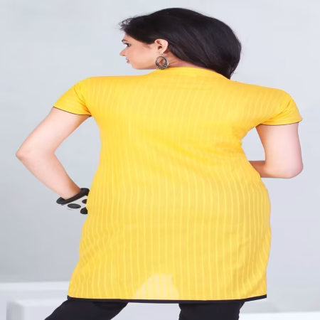 Pazaar Tulip Mustard Yellow Embroidered Patch Border Festival kurti