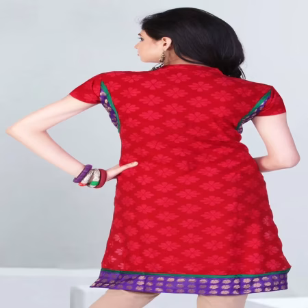 Pazaar Tulip Venetian Red Embroidered Festival kurti