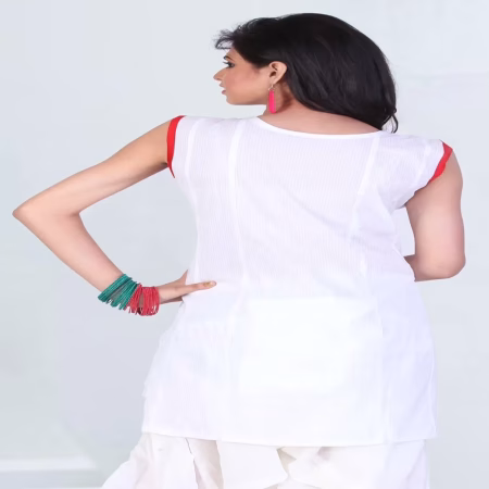 Pazaar Tulip White Embroidered Festival kurti