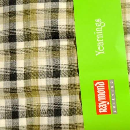 Raymond-Thick Narrow Checks Polycotton Yellow Shirt Fabric