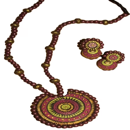 Terracotta Ring Pendant & Ear Hangings Jewelry Set