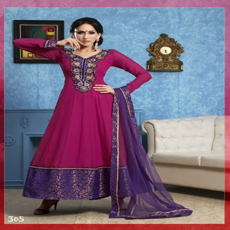Twisa Magenta Color Embroidered Semi Stitched Designer Anarkali Suit