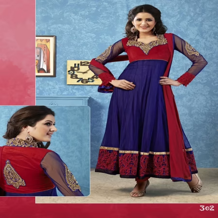 Twisa Navy Blue Color Embroidered Semi Stitched Designer Anarkali Suit