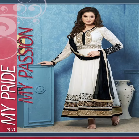 Twisa White Color Embroidered Semi Stitched Designer Anarkali Suit