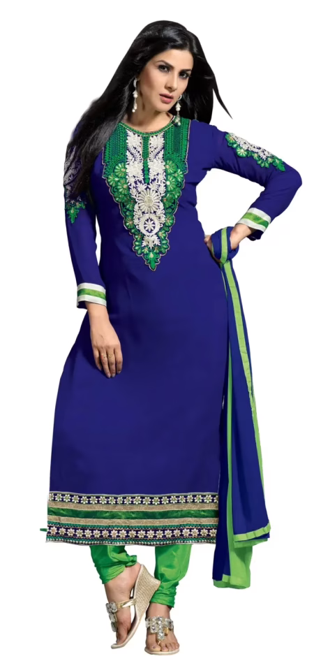Trendz apparels Rosy Blue & Green Unstitched suit