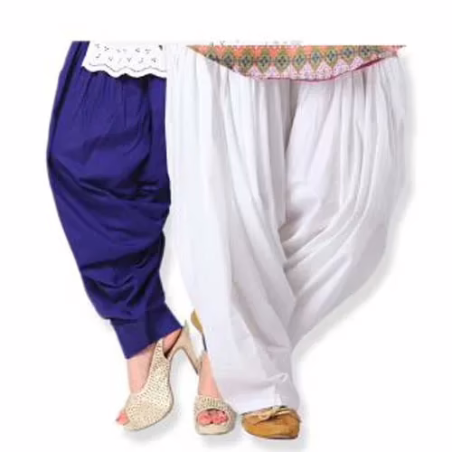 White & Blue Cotton Patiala Salwar Combo Pack