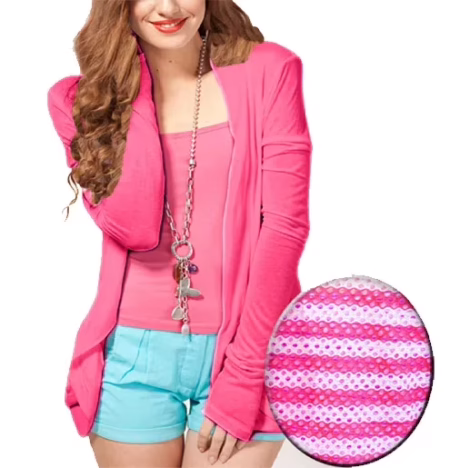 Pink Back Power Net Full Sleeves Shrug