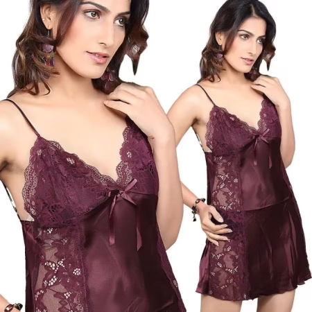 Stylish Purple Nighty Short For Women