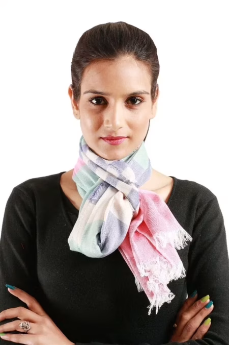 Uniscarf Pink & Green Stripe viscose stole for women