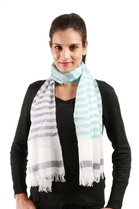 Uniscarf Turquoise & Black Stripe viscose stole for women