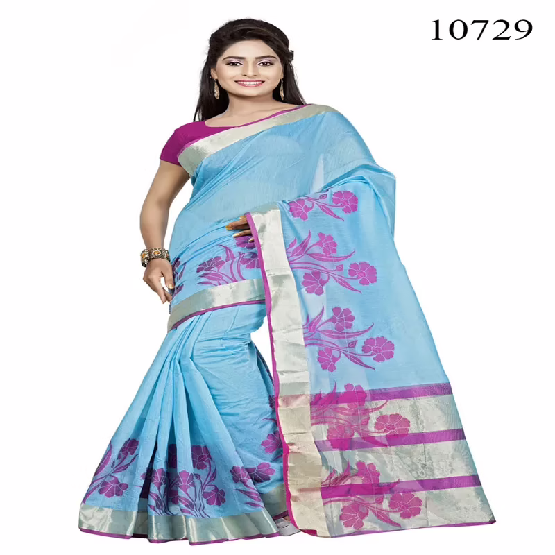 Viva N Diva Sky Blue Colored Chanderi Saree