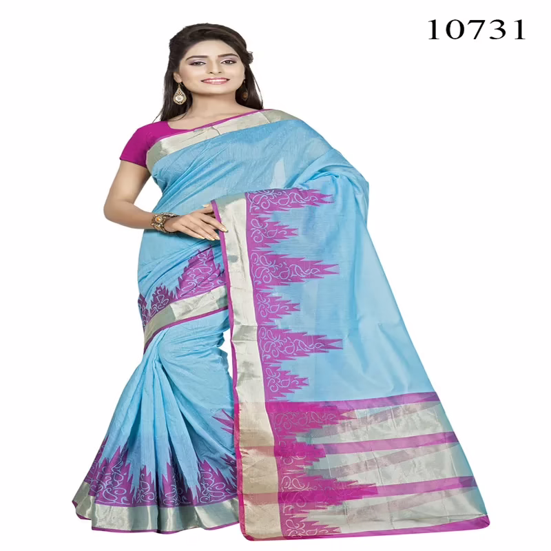Viva N Diva Sky Blue Colored Chanderi Saree