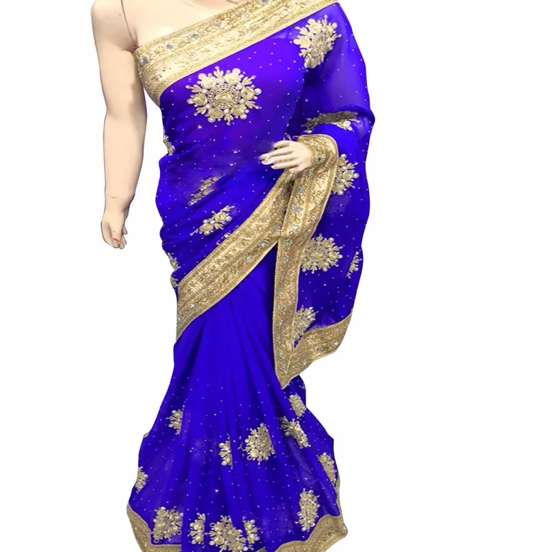 Viva N Diva Blue Colored Georgette Saree