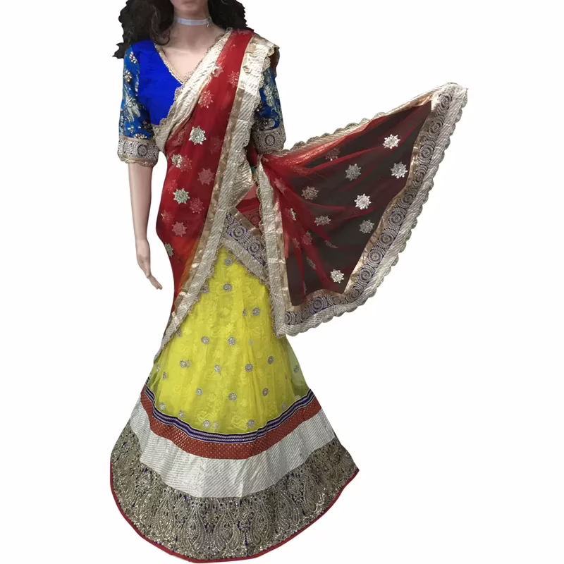 Viva N Diva Red And Yellow Colored Net Saree