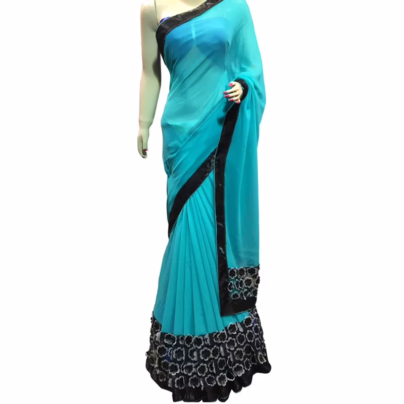 Viva N Diva Blue Colored Georgette Saree