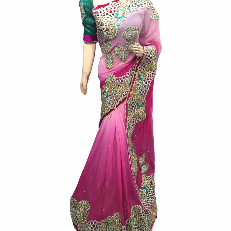 Viva N Diva Pink Colored Pure Georgette Saree