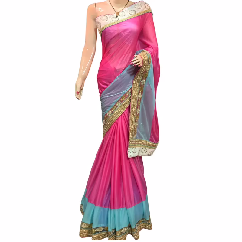 Viva N Diva Pink Colored Lycra Saree