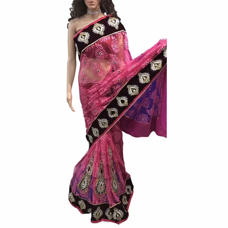 Viva N Diva Pink Colored Net Saree