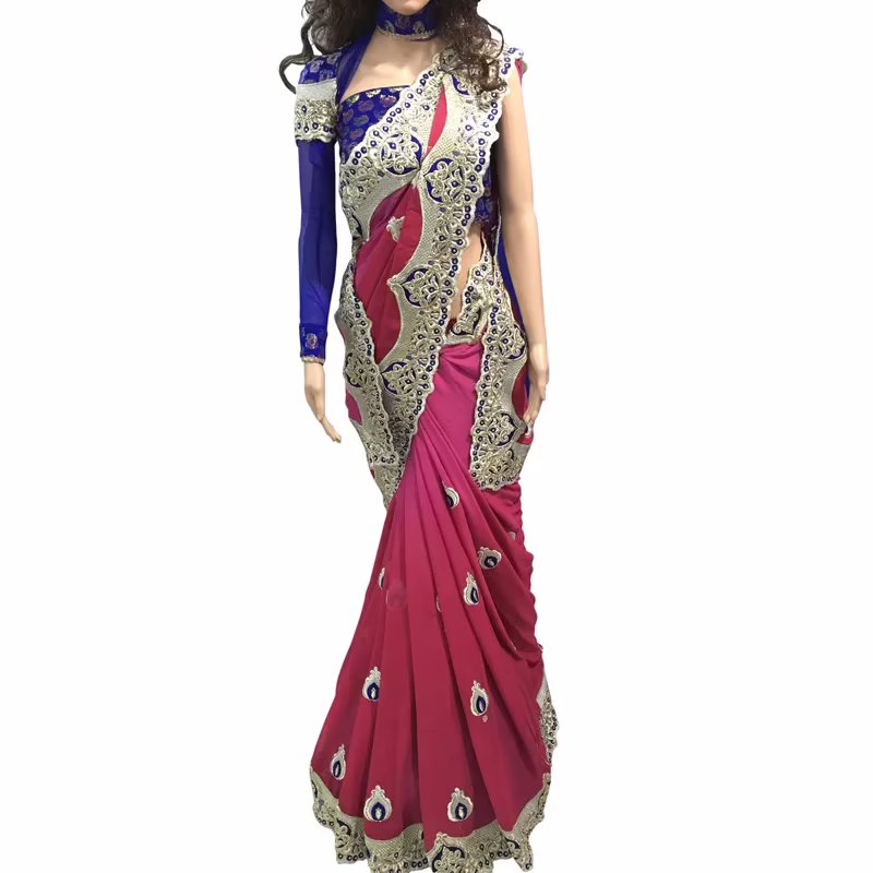 Viva N Diva Pink Colored Pure Georgette Saree
