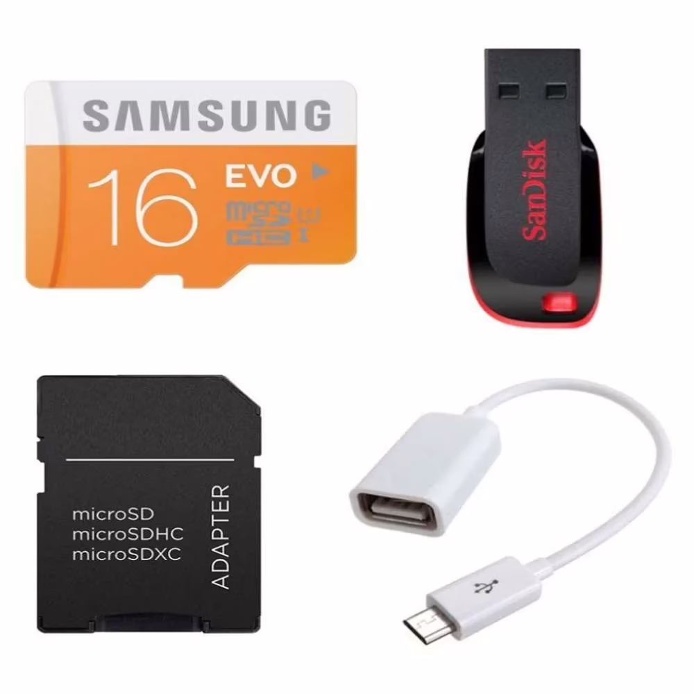 Samsung 16 GB EVO Class 10 Memory Card with 32 GB Pendrive Plus OTG Cable & Adapter