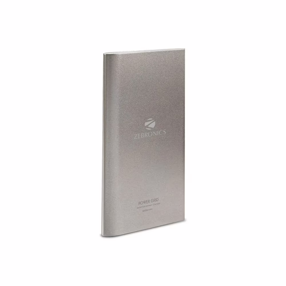 Zebronics Pg8000 8000 mAh Power Bank with Cord - Silver
