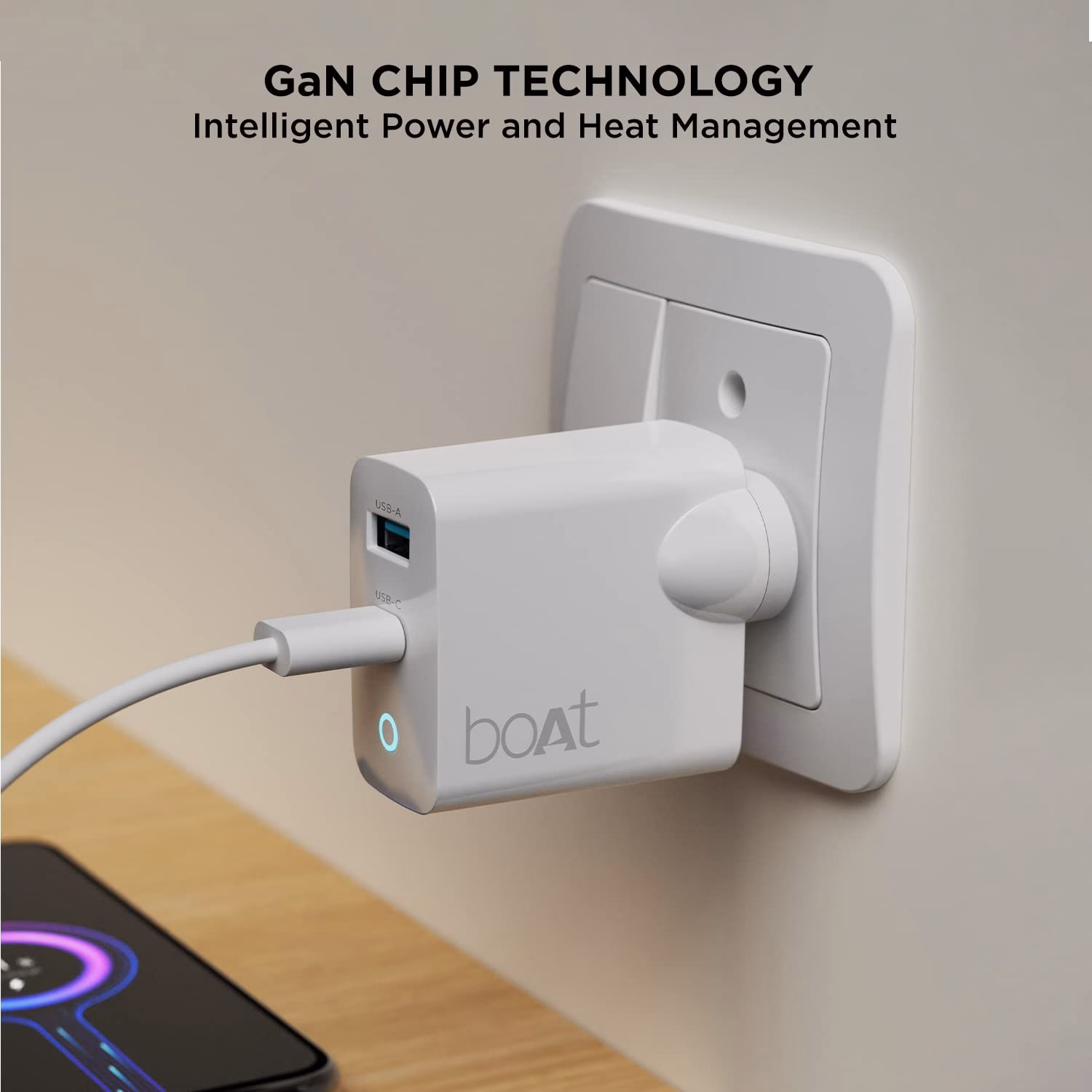 boAt 65 W GaN 3.1 A Multiport Mobile Charger with Detachable Cable??(White) - Image 2