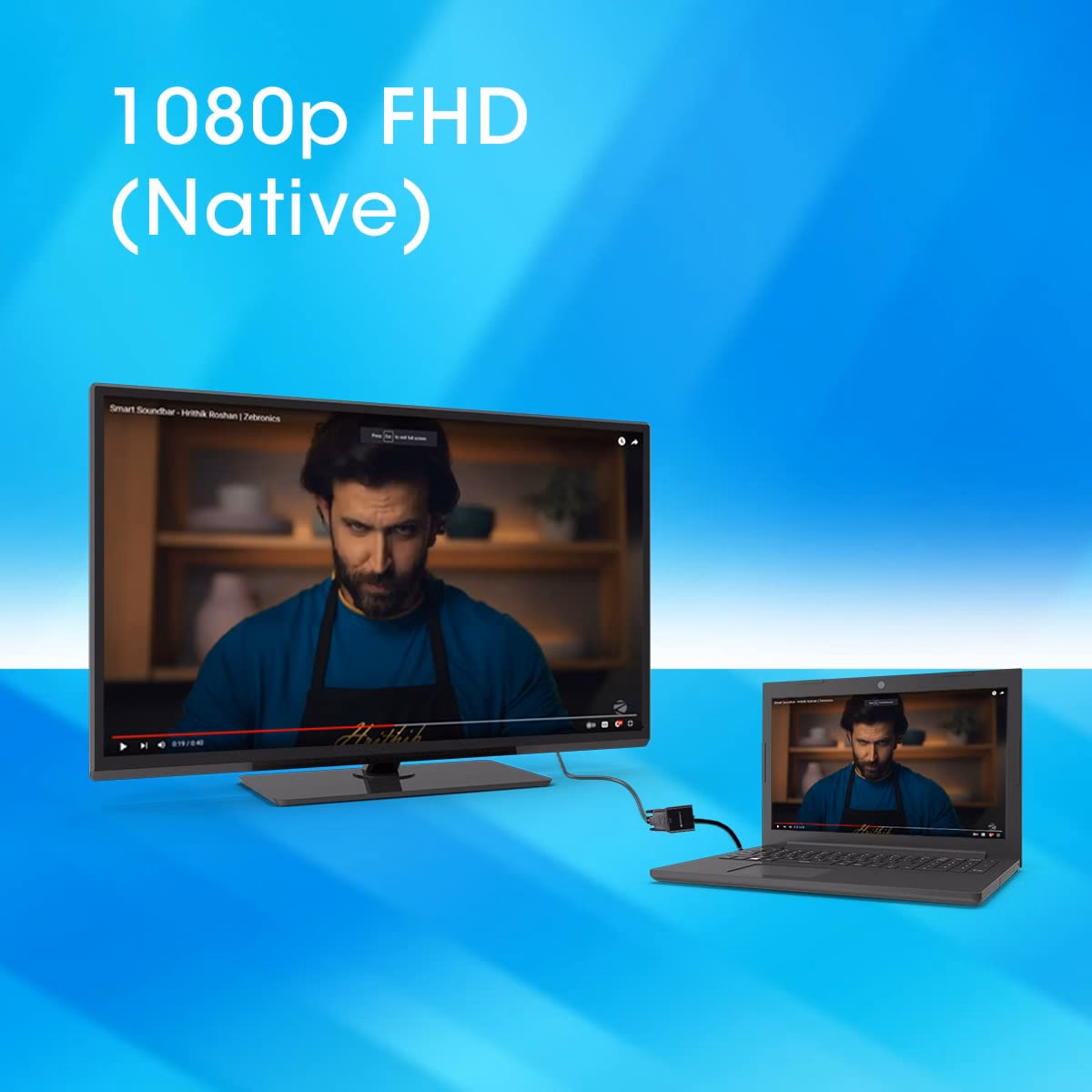 Zebronics HDMI Adapter 0.23 m ZEB-HAV01??(Compatible with Desktop, Laptop, Black, One Cable) - Image 2