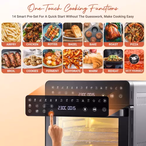 Inalsa Aero Smart 15L Oven 1700W|14 Functions|Roast,Reheat,Bake|Rotisserie & Convection Air Fryer??(15 L) - Image 3