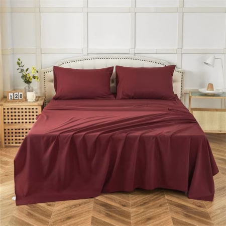Seasons Bedsheet for Double Bed, (90x100 Inches, Maroon)