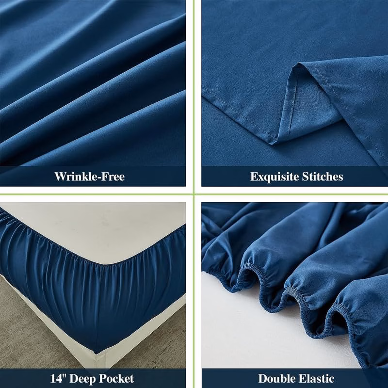 Seasons Bedsheet for Double Bed, (90x100 Inches, Navy Blue). - Image 3