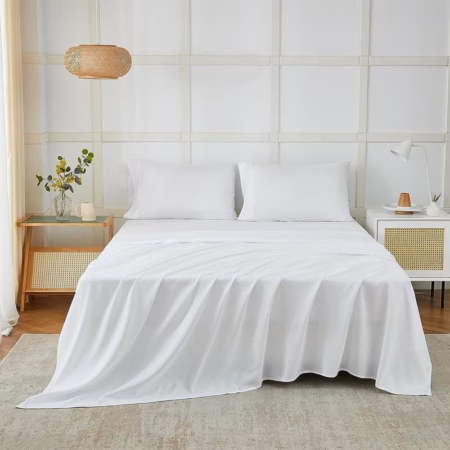 Seasons Bedsheet for Double Bed, (90x100 Inches, White Color)
