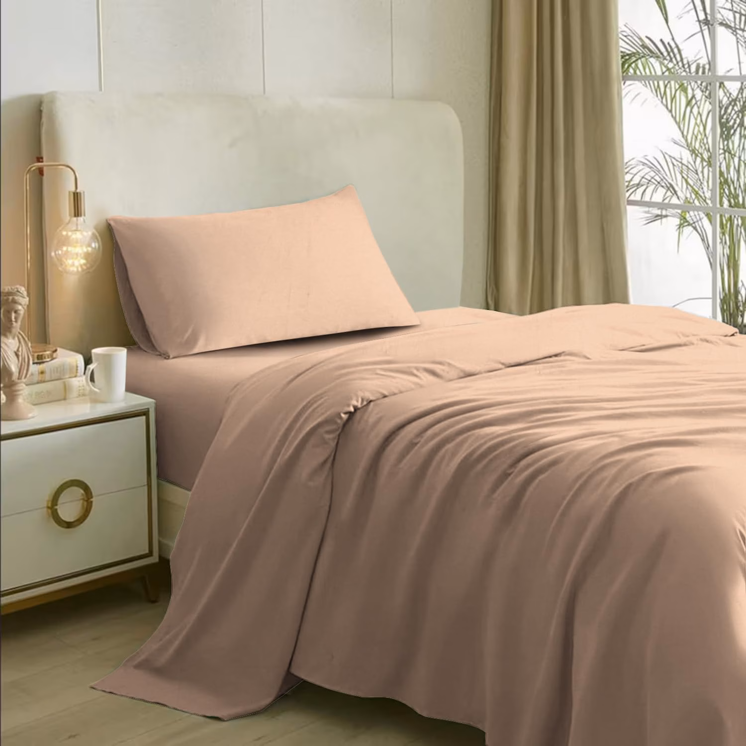 Seasons Apricot Bedsheets for Single Bed & 1 Pillow Covers