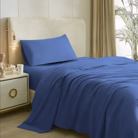 Seasons Mid Blue Bedsheets for Single Bed & 1 Pillow Covers