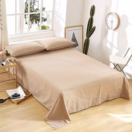 Seasons Double Beige Bedsheet with 2 Pillow Cover