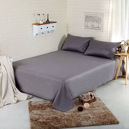 Seasons Double Dark Grey Bedsheet with 2 Pillow Cover