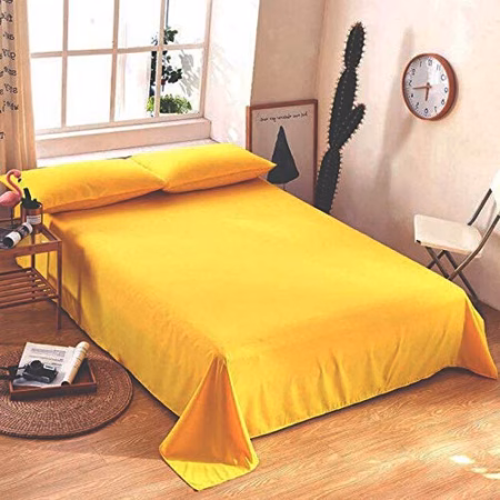 Seasons Double Yellow Colour Bedsheet with 2 Pillow Cover