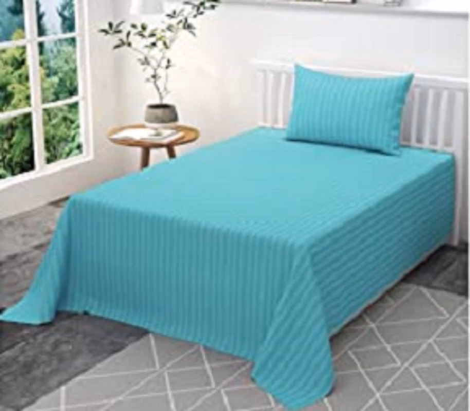 Seasons Single Aqua Green Colour Bedsheet with 1Pillow Cover