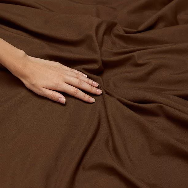 Seasons Double King Size Bedsheet with 2 Pillow Cover Plain Brown - Image 3