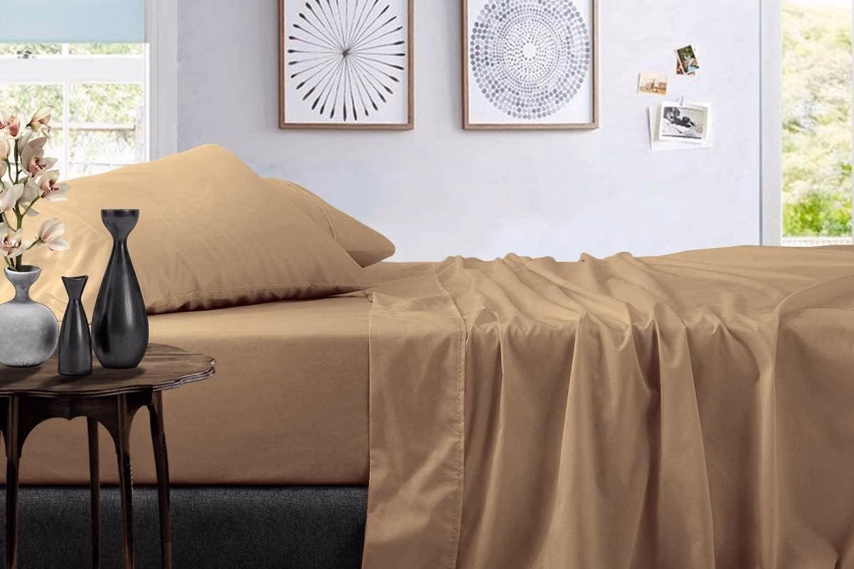 Seasons Cotton Double Bedsheet,2 Pillow Cover, Plain Camlin - Image 3