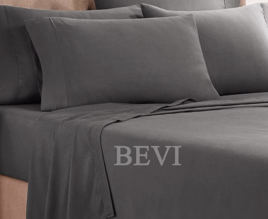 Seasons Double Bedsheet with 2 Pillow Cover Dark Grey