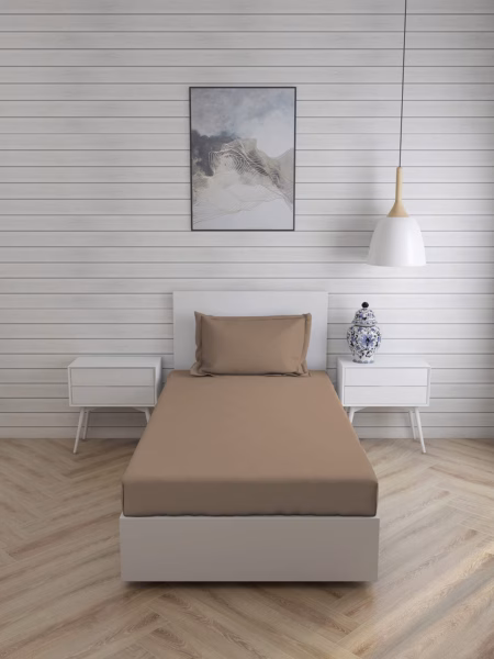 Seasons Plain Bedsheet For Single Bed with 1 Pillow Cover, Brown